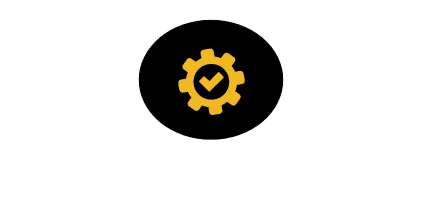 Cog with a checkmark icon to represent the ability to prepare for the unexpected offered by the Cat Card Program flexible line of credit